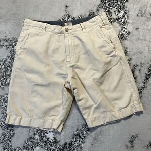 Faherty Shorts Mens Size 32 Beige Flat Front Chino Linen Cotton Blend
